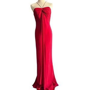 VTG Monsoon Red 100% Silk Y2K Maxi Dress – 90s Red Carpet Style Gown – US 6